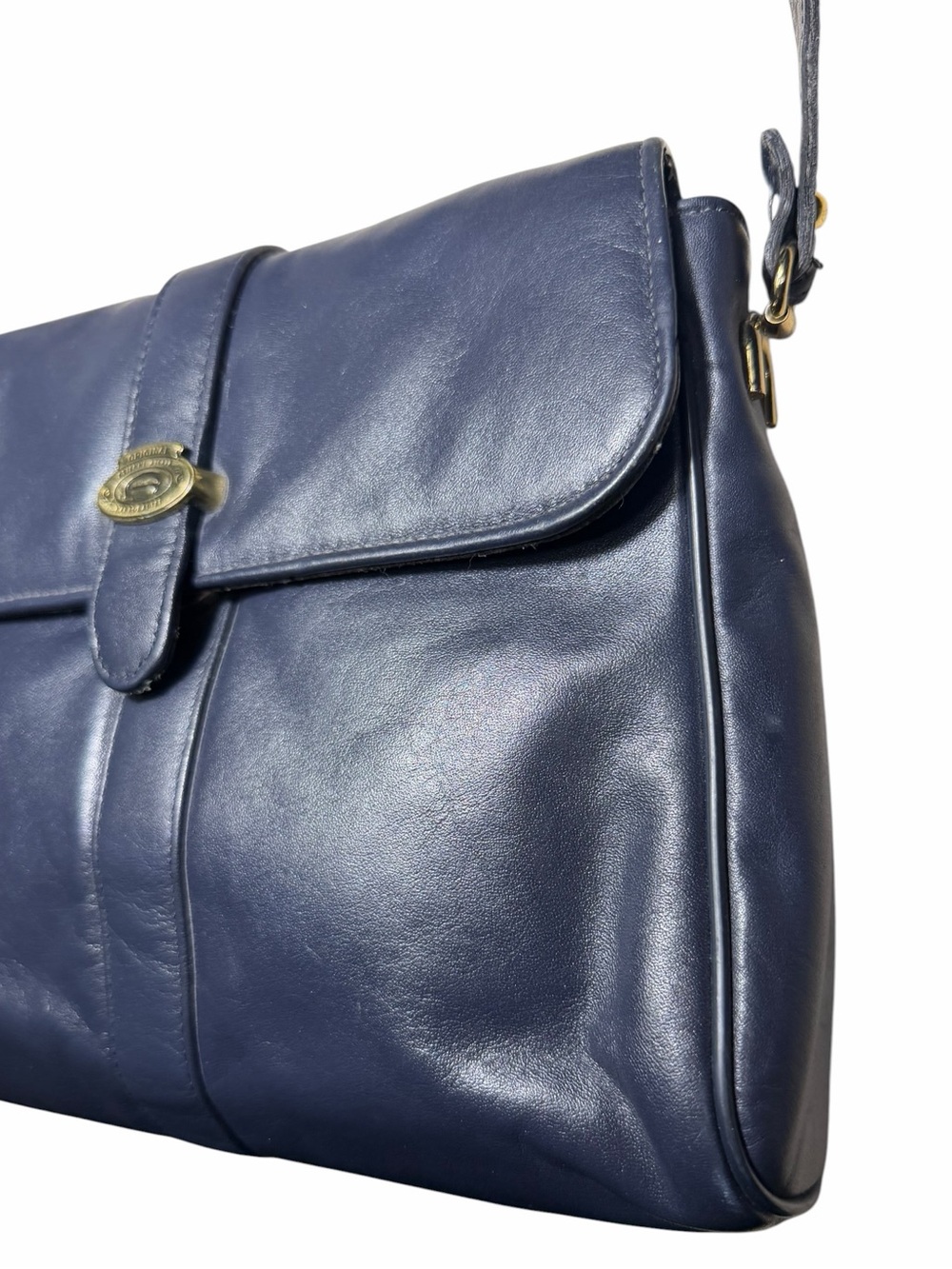 Etienne Aigner Vintage 80s Y2K Bag genuine Leather Navy Shoulder Handbag EUC - Picture 2 of 15